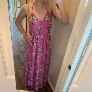 Pink Lily Floral Halter Maxi Dress
